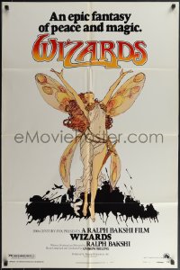 4j1225 WIZARDS style B 1sh 1977 Ralph Bakshi directed animation, fantasy art by William Stout!