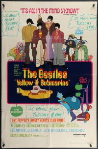 4j1227 YELLOW SUBMARINE 1sh 1968 cool pop art of Beatles John, Paul, Ringo & George, 11 songs style!