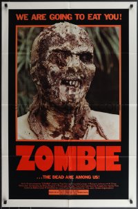 4j1229 ZOMBIE 1sh 1980 Zombi 2, Lucio Fulci classic, gross c/u of undead, we are going to eat you!