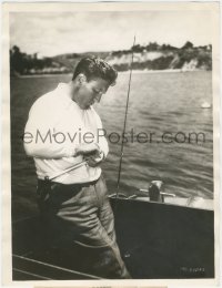 4j0595 SPENCER TRACY deluxe 10x13 still 1937 fishing on vacation after making Captains Courageous!