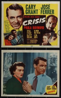 4j0658 CRISIS 8 LCs 1950 great headshot of Cary Grant, plus Paula Raymond & Jose Ferrer!
