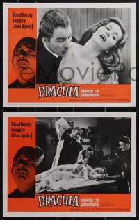 4j0635 DRACULA PRINCE OF DARKNESS 8 LCs 1966 Hammer, images of vampire Christopher Lee, Shelley!