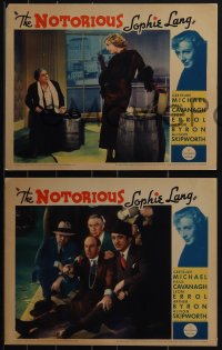 4j0689 NOTORIOUS SOPHIE LANG 3 LCs 1934 great images of jewel thief Gertrude Michael in title role!