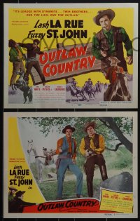 4j0650 OUTLAW COUNTRY 8 LCs 1948 Lash La Rue as twin brothers, one the law, one the outlaw, Fuzzy!