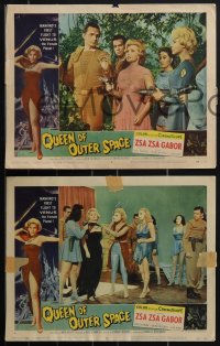 4j0677 QUEEN OF OUTER SPACE 4 LCs 1958 sexy Zsa Zsa Gabor & Mitchell, beauties of planet Venus!