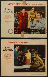 4j0666 REAR WINDOW 6 LCs 1954 Alfred Hitchcock, Jimmy Stewart, Grace Kelly & Ritter look out window!