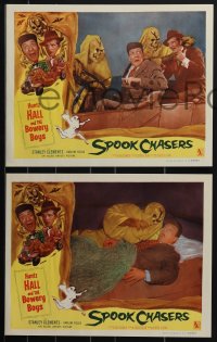 4j0626 SPOOK CHASERS 8 LCs 1957 Huntz Hall and the Bowery Boys, cool wacky horror border art!