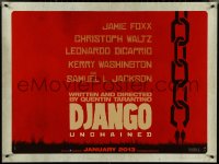 4k0084 DJANGO UNCHAINED teaser DS British quad 2012 Jamie Foxx, Leonardo DiCaprio, cool chain design!
