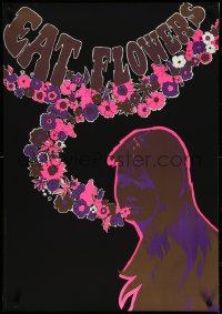 4k0204 EAT FLOWERS 20x29 Dutch commercial poster 1960s psychedelic Slabbers art of woman & flowers!