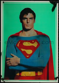 4k0341 SUPERMAN foil 21x30 commercial poster 1978 comic book hero Christopher Reeve in costume!