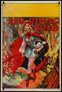 4k0372 RED RIDING HOOD stage play English double crown 1930s sexy Red with wolf trailing behind!