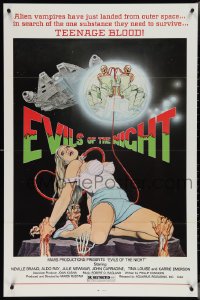 4k0774 EVILS OF THE NIGHT 1sh 1985 Tom Tierney art of sexy girl, ghouls need teenage blood!