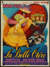 4k0427 LA BELLA OTERO French 23x31 1954 great art of sexiest showgirl Maria Felix at Moulin Rouge!