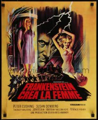 4k0210 FRANKENSTEIN CREATED WOMAN French 17x21 1967 cool art of Peter Cushing & sexy Susan Denberg!