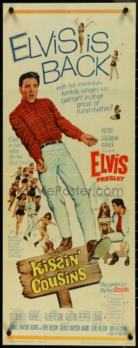 4k0267 KISSIN' COUSINS insert 1964 full-length artwork of hillbilly Elvis Presley!
