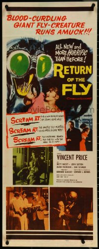 4k0280 RETURN OF THE FLY insert 1959 Vincent Price, human terror created by atoms gone wild!