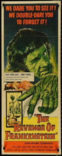 4k0282 REVENGE OF FRANKENSTEIN insert 1958 great art of Peter Cushing in the greatest horrorama!