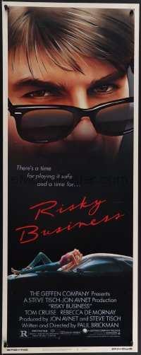 4k0283 RISKY BUSINESS insert 1983 classic c/u art of Tom Cruise in cool shades by Drew Struzan!