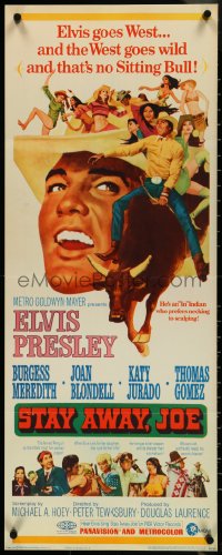 4k0288 STAY AWAY JOE insert 1968 McGinnis art of Elvis Presley riding bull with lots of sexy girls!