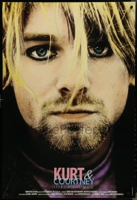 4k0827 KURT & COURTNEY heavy stock 1sh 1998 grunge music, great super close portrait of Cobain!