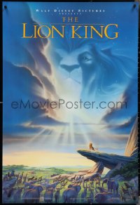 4k0836 LION KING DS 1sh 1994 Disney Africa, John Alvin art of Simba on Pride Rock with Mufasa in sky