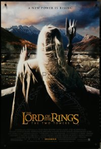 4k0851 LORD OF THE RINGS: THE TWO TOWERS advance DS 1sh 2002 Christopher Lee as Saruman!