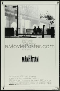 4k0858 MANHATTAN style B 1sh 1979 classic image of Woody Allen & Diane Keaton by bridge!