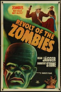 4k0907 REVOLT OF THE ZOMBIES 1sh R1947 cool artwork, they're not dead and they're not alive!