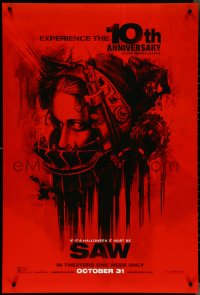 4k0921 SAW teaser DS 1sh R2014 cool art of terrified Shawnee Smith trapped in brutal torture helmet!