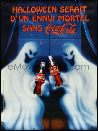 4k0038 COCA-COLA DS 46x63 French advertising poster 1998 art of two ghosts toasting Coke bottles!