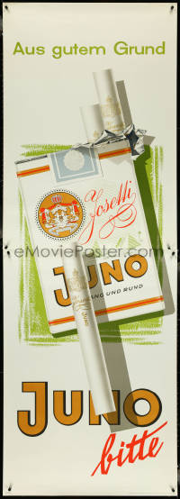 4k0042 JUNO package style Litfass 33x94 German advertising poster 1950s Walter Muller smoking art!