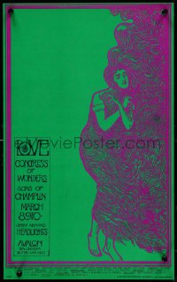 4k0517 LOVE/CONGRESS OF WONDERS/SONS OF CHAMPLIN 12x20 music poster 1968 Stanley Mouse art of woman!