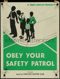 4k0543 OBEY YOUR SAFETY PATROL/KEEP FROM BETWEEN PARKED CARS 2-sided 17x22 special poster 1944 rare!