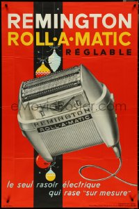4k0062 REMINGTON 30x46 French advertising poster 1950s close-up of the roll-a-matic shaver, rare!