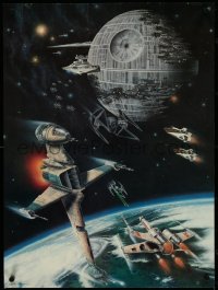 4k0551 RETURN OF THE JEDI fan club 20x27 special poster 1983 Sternbach art of Death Star battle!
