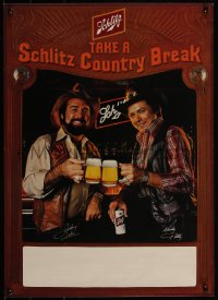 4k0202 SCHLITZ 17x24 advertising poster 1982 Johnny Lee & Mickey Gilley, a country break!