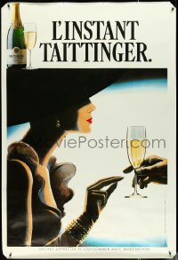 4k0045 TAITTINGER DS 47x69 French advertising poster 1988 art of sexy woman & champagne!