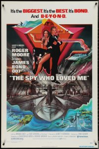4k0944 SPY WHO LOVED ME 1sh 1977 great art of Roger Moore as James Bond by Bob Peak!