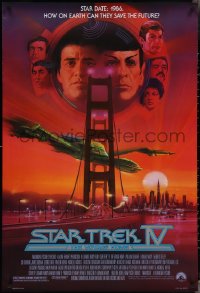4k0945 STAR TREK IV 1sh 1986 art of Leonard Nimoy, Shatner & Klingon Bird-of-Prey by Bob Peak!