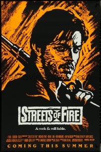4k0953 STREETS OF FIRE advance 1sh 1984 Walter Hill, Riehm orange dayglo art, a rock & roll fable!