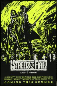 4k0954 STREETS OF FIRE advance 1sh 1984 Walter Hill, Riehm yellow dayglo art, a rock & roll fable!