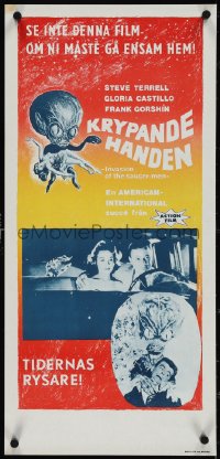 4k0191 INVASION OF THE SAUCER MEN Swedish stolpe 1961 art of cabbage head alien & sexy girl!