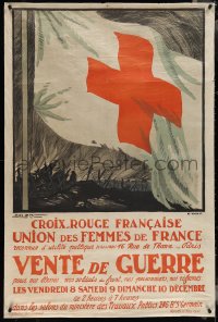 4k0049 CROIX ROUGE FRANCAISE - VENTE DE GUERRE 31x47 French WWI war poster 1916 Red Cross, rare!
