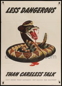 4k0111 LESS DANGEROUS THAN CARELESS TALK 29x40 WWII war poster 1944 Albert Dorne rattlesnake art!