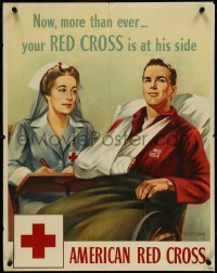 4k0142 NOW MORE THAN EVER YOUR RED CROSS IS AT HIS SIDE 22x28 WWII war poster 1940s ultra rare!
