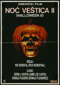 4k0227 HALLOWEEN II Yugoslavian 17x25 1983 jack-o-lantern skull, more of the night HE came home!