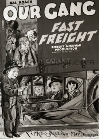4m0500 FAST FREIGHT studio 8x10 negative 1929 great art of Our Gang Kids used on the one-sheet!