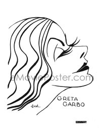 4m0503 GRETA GARBO studio 8x10 negative 1920s great Alex Gard caricature art of Greta Garbo!