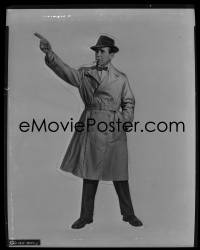 4m0394 HARDER THEY FALL camera original 8x10 negative 1956 Humphrey Bogart in trench coat & fedora!