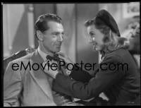 4m0423 MEET JOHN DOE camera original 8x10 negative 1941 Barbara Stanwyck fixes Gary Cooper's bow tie!